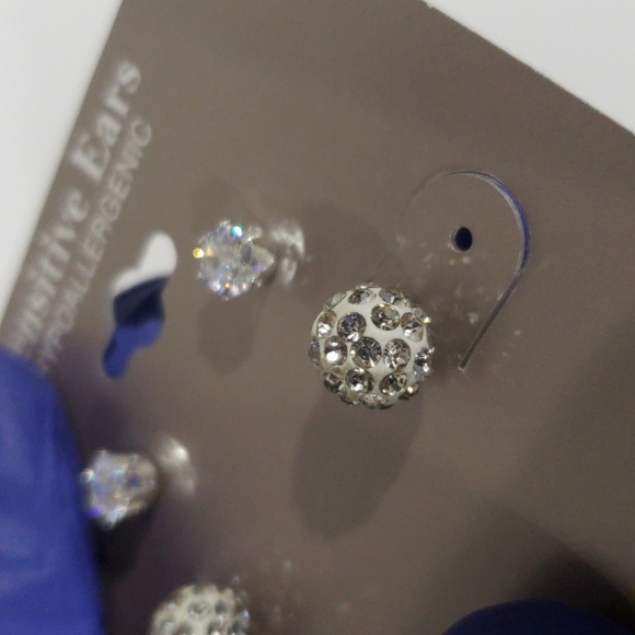 MIXIT Set of 2 Silver-tone Sparkling Crystal Stud Earrings - Women's Jewelry - Picture 8 of 8